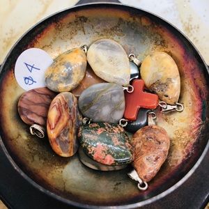 Brazilian Gemstone Hearts Pendant Necklace Jewelry